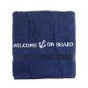 Badlaken "Welcome on board" geborduurd 70 x 140 cm navy