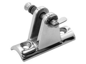 Buiskapbeslag RVS dekplaat hol 90° met dropnose pin