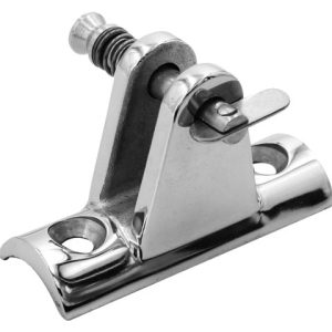 Buiskapbeslag RVS dekplaat hol 90° met dropnose pin